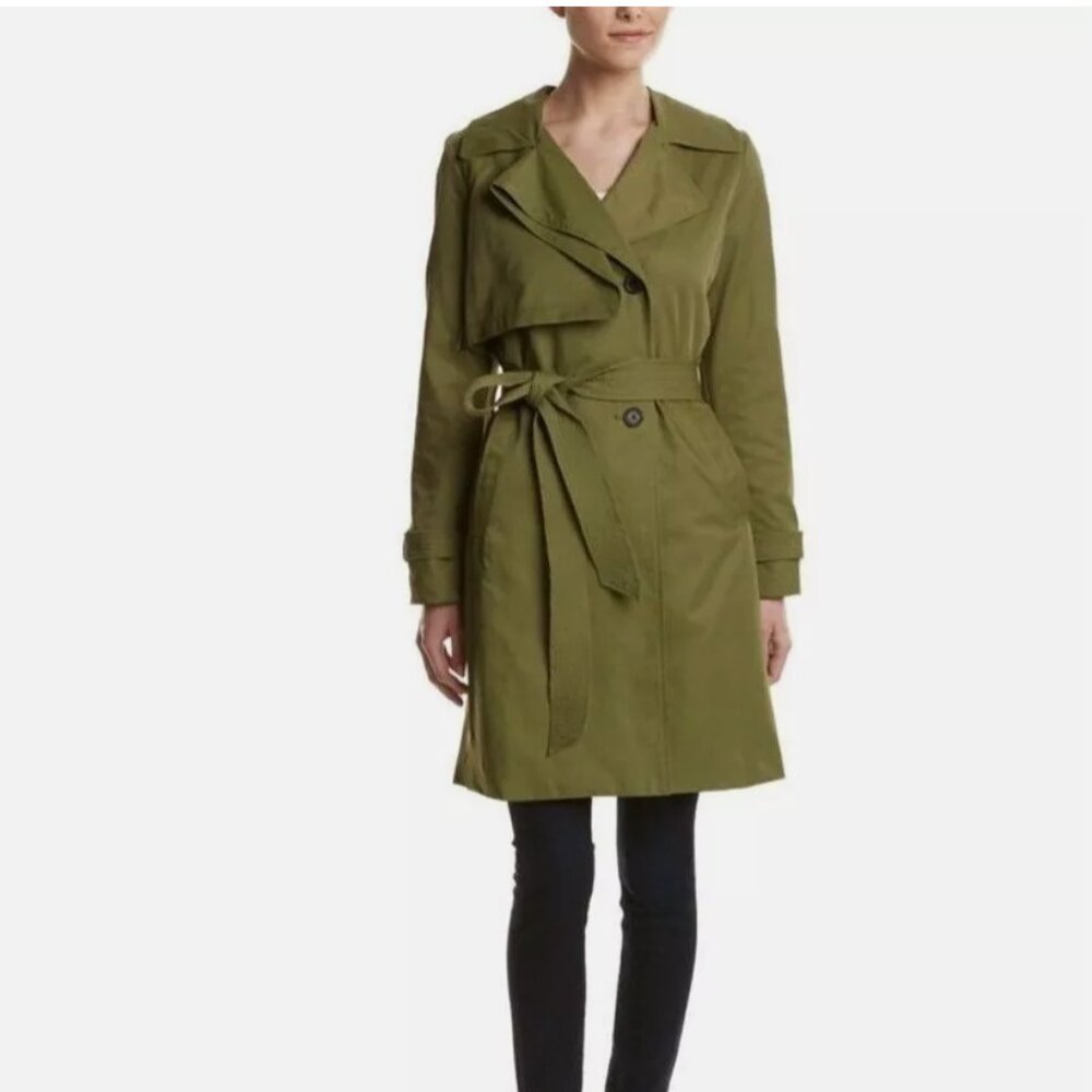 NEW - 7 for all Mankind Women's Gunflap trench coat - Olive Green - size L - Picture 3 of 12